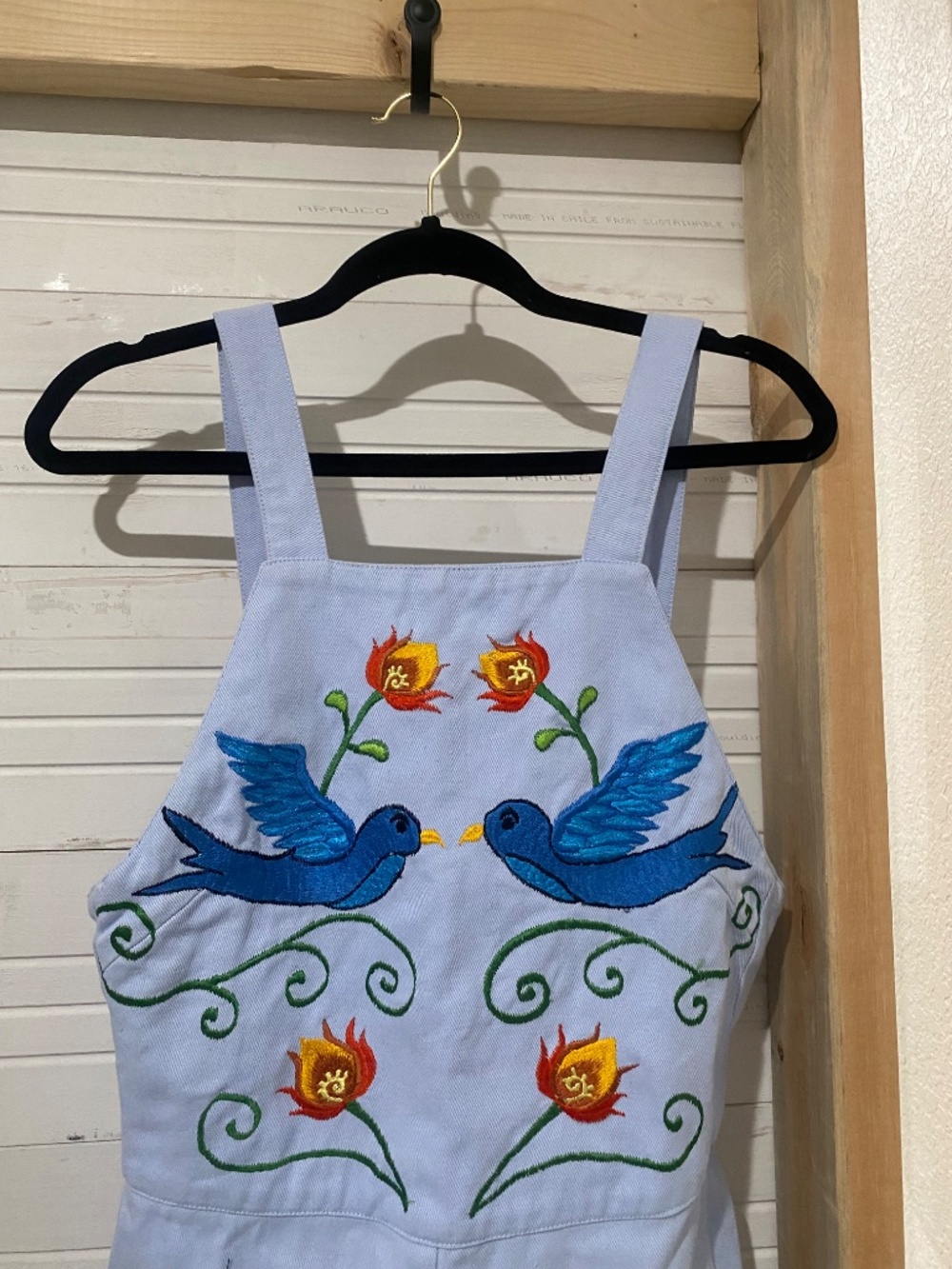 Fillyboo Light Blue Embroidered Jumpsuit with Floral and Bird Motif - Picture 2 of 8